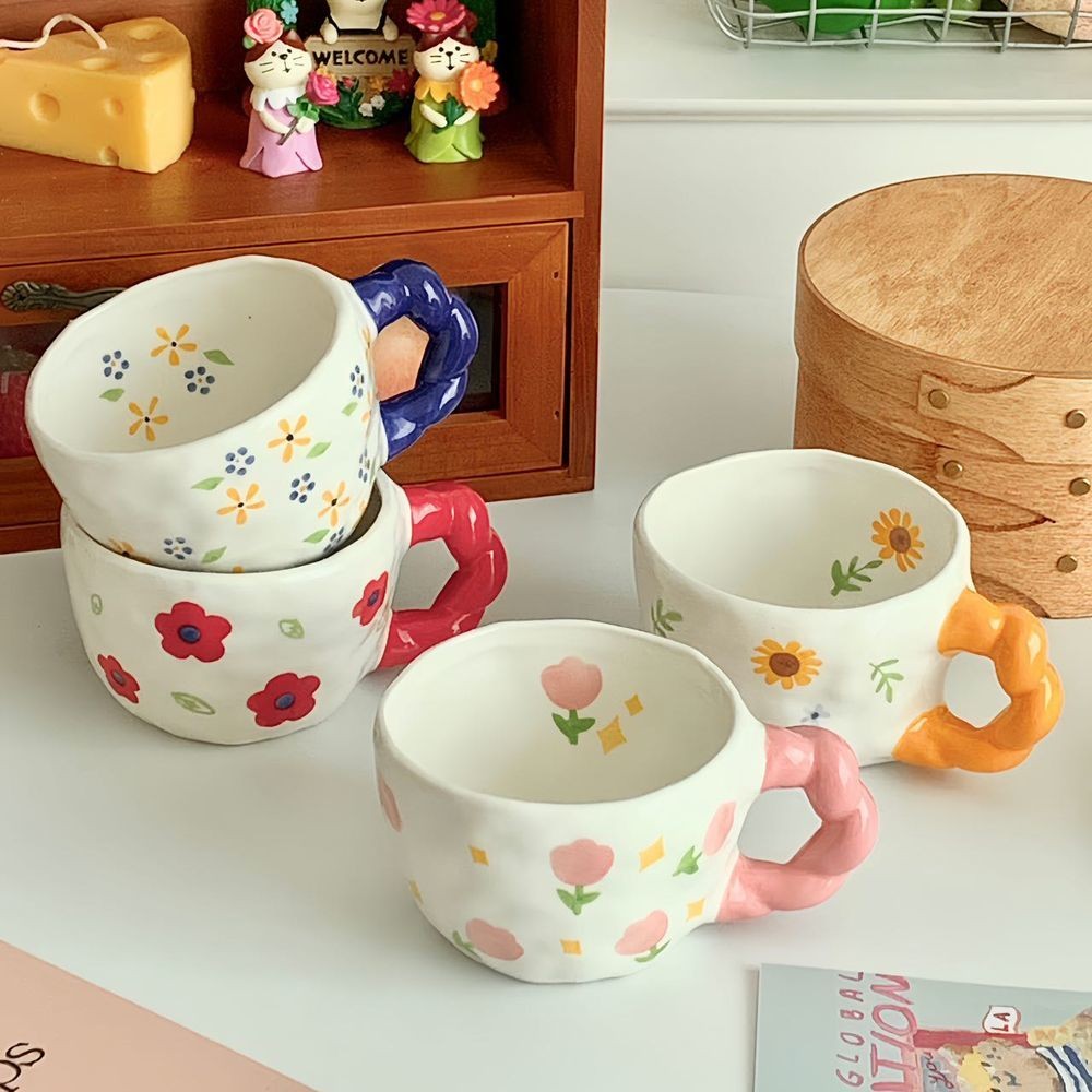 Phong Cách Hàn Quốc ins Phong Cách Vẽ Tay Underglaze Màu Gốm Cốc Nước Dễ Thương Cốc Ăn Sáng Cốc Sữa Cốc Cà Phê