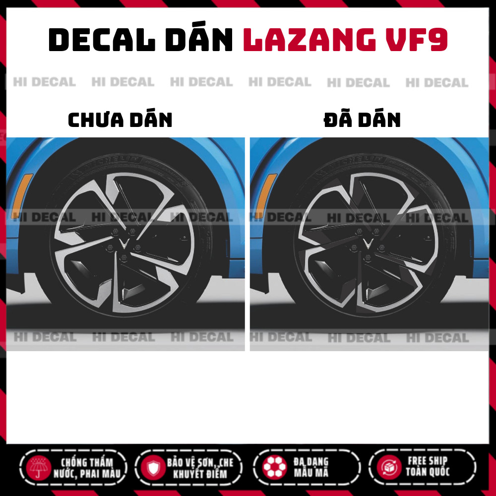 Tem Lazang VF9, Decal dán mâm VF9 trang trí tạo điểm nhấn