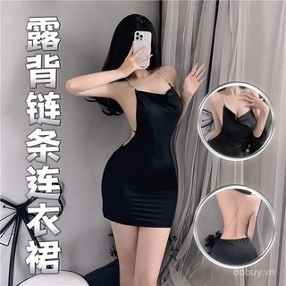 Đầm ngủ sexy dây đeo đồ lót đồng phục bạc sáng bóng đồ ngủ nữ câu lạc bộ đêm