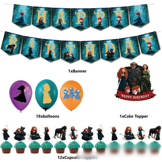 G13 Pixar Brave Merida Chủ Đề Công Chúa Chúc Mừng Sinh Nhật Trang Trí Thẻ Bánh Topper Bóng Biểu Ngữ Đảng Nhu Cầu G13
