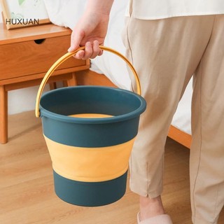 Huxuan 5 / 10L Xô Gấp Di Động Để Giặt Ngoài Trời Có Thể Gập Lại Lưu Vực Silicon Xô Nước Cắm Trại Tiết Kiệm Không Gian Rửa Xe Xô RFT