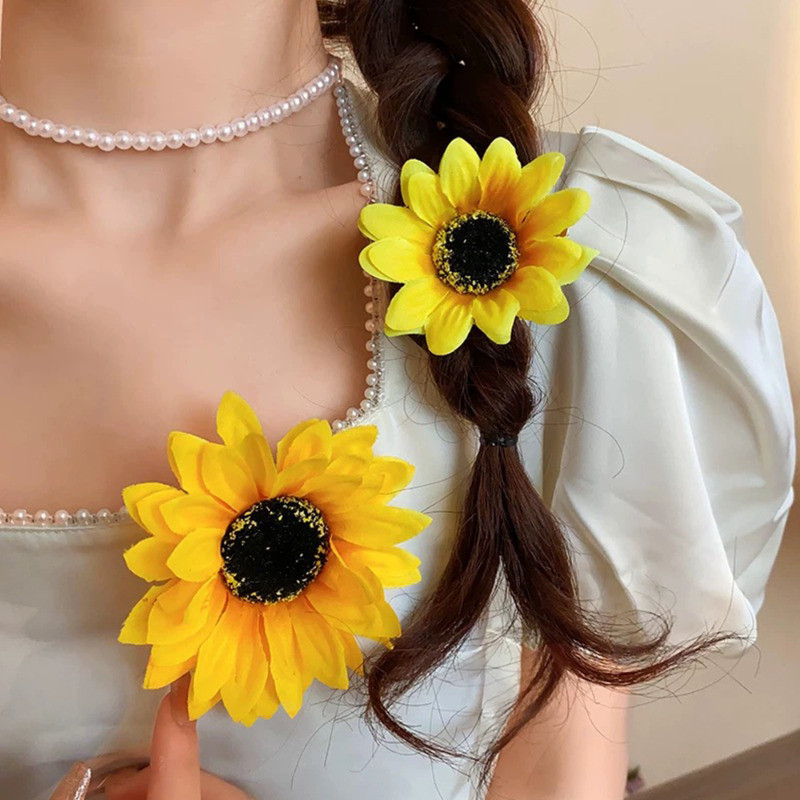 Kẹp Tóc Hướng Dương - Kẹp Bên Bãi Biển Mùa Hè - Đa Năng, Thời Trang, Ngọt Ngào - Kẹp Tóc Mỏ Vịt Hawaii - Phụ Kiện Tóc Trang Phục Kỳ Nghỉ Cho Bé Gái