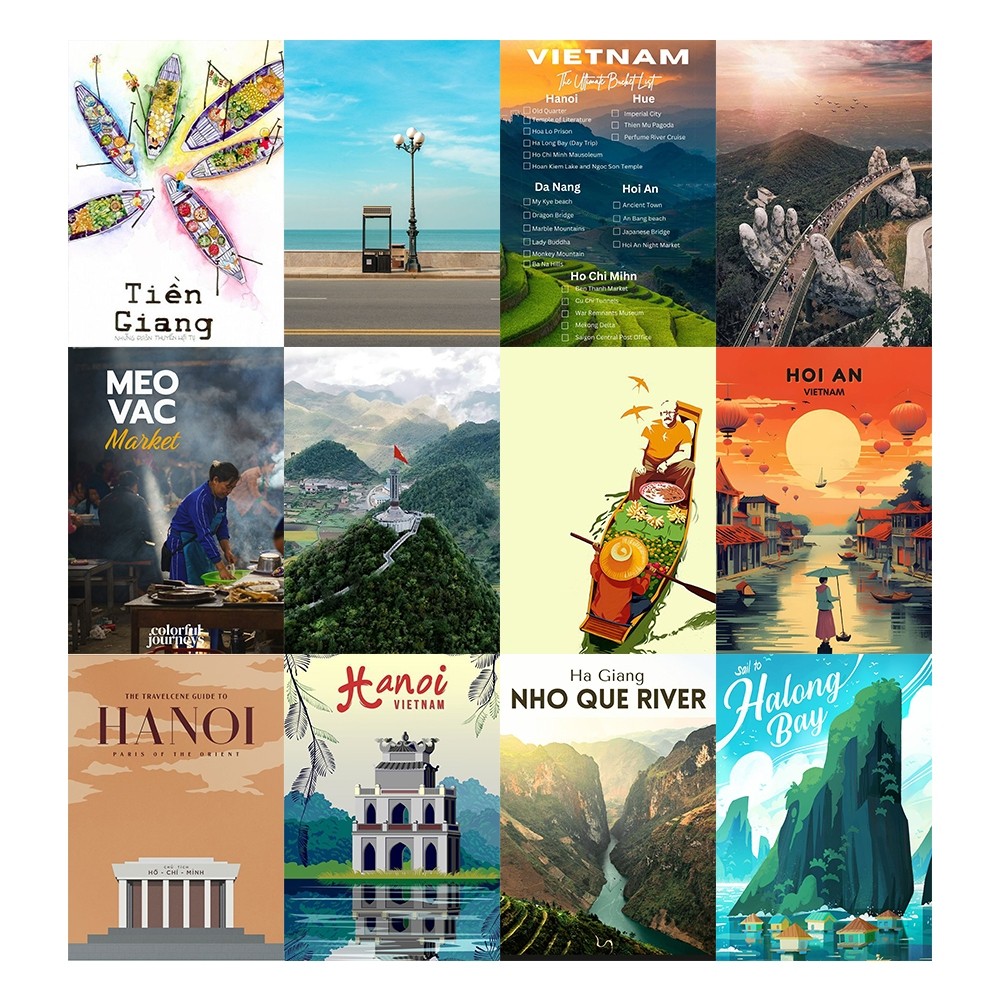 [DECAL] A4 In Màu - Set 50 Tờ Poster Giấy Dán Tường - HÌNH POSTER DU LỊCH VIỆT NAM - Decor Trang Trí Nhà - GÌ CŨNG IN