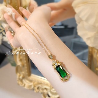 Mặt dây chuyền nữ kiểu cung điện châu Âu, full kim cương nhân tạo nhiều màu sắc