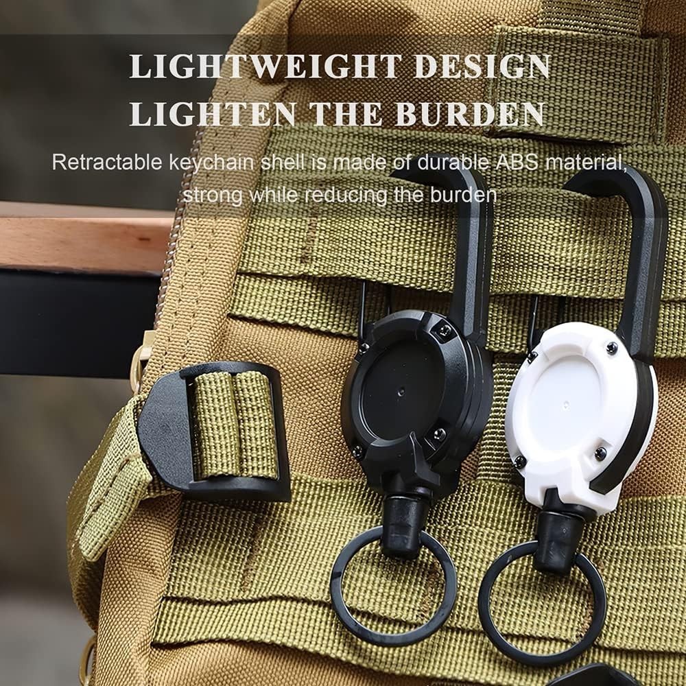 Móc Carabiner có thể thu vào hạng nặng - Kẹp dây kéo dây vòng ba lô - Móc khóa lò xo leo núi Giá đỡ huy hiệu ID - Dây xích chuyên nghiệp Móc khóa kéo làm việc