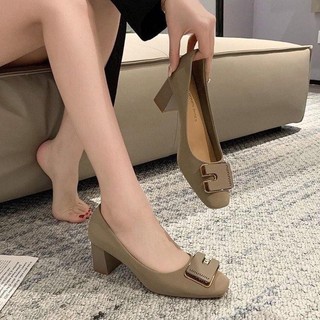 GIÀY CAO GÓT NỮ BÍT MŨI KHÓA VUÔNG MŨI VUÔNG cao 5P và 7P XINH XẮN - Giày Bánh Bèo mã Miuvuong