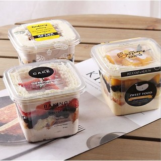 50 Hộp Nhựa Pet Vuông B10-8 đựng Bánh Tiramisu, Mousse Bánh Lạnh,Pudding