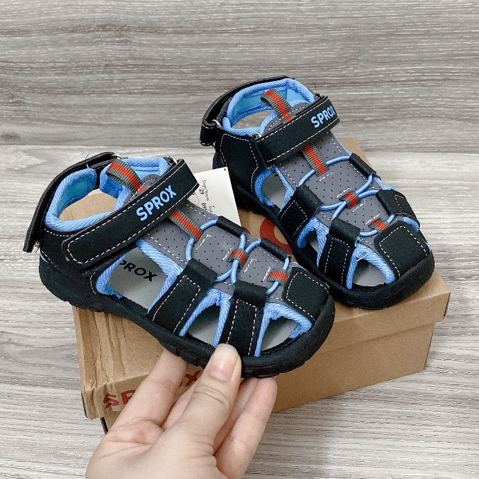 sandal bé trai dép rọ cho bé đi họ bảo vệ chân đen xanh QC full box  chống trượt 5480 ( ảnh thật )
