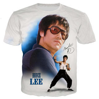 Mới Thoáng Mát Áo Nam Nữ Bruce Lee 3D In Hình Áo Thun Nữ Tay Ngắn Bông Tai Kẹp Phong Cách Áo Dạo Phố Áo Bé Trai Tee