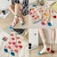 Tất nữ Little Beaver Ruby màu hồng, 1 đôi, chất liệu cotton, kiểu dễ thương, phong cách ins