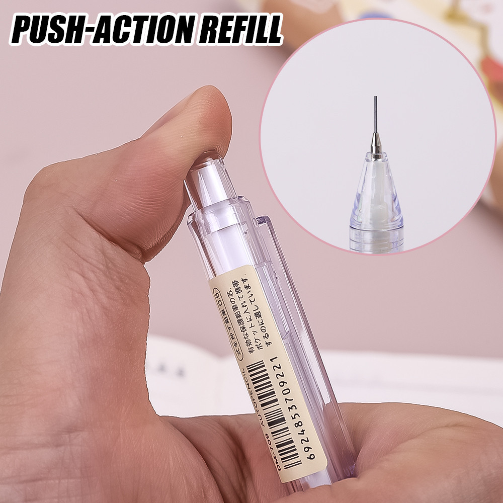 Bút chì tự động - Bút màu kẹo trong suốt 0,5mm - Bút viết loại nhấn - Bút soạn thảo có thể nạp lại - Văn phòng phẩm dành cho sinh viên văn phòng - Để viết, vẽ, phác thảo