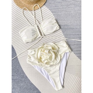 Bikini 2 Mảnh Đi Biển Đính Hoa Cao Cấp Quần Cạp Cao Hàng QCCC OceanBlu
