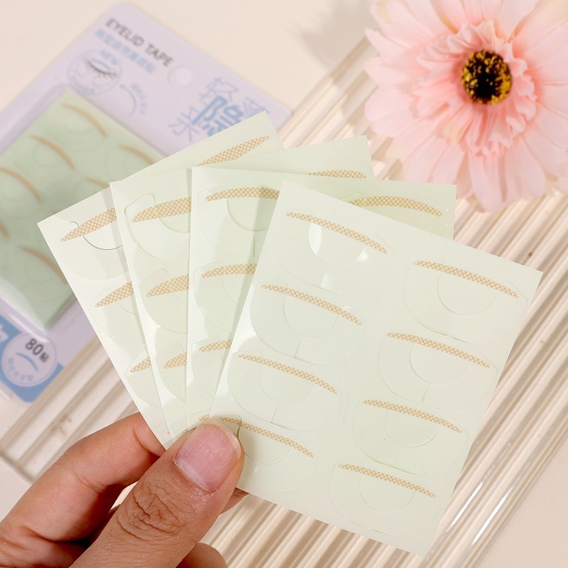 Tự Nhiên Vô Hình Thoáng Khí Chống Thấm Nước - Dụng Cụ Trang Điểm Mắt Mới Bắt Đầu - Miếng Dán Nâng Mắt Lưới Ren - Băng Mí Mắt Lớn Tự Dính 80 Miếng Dán Mí Mắt Đôi