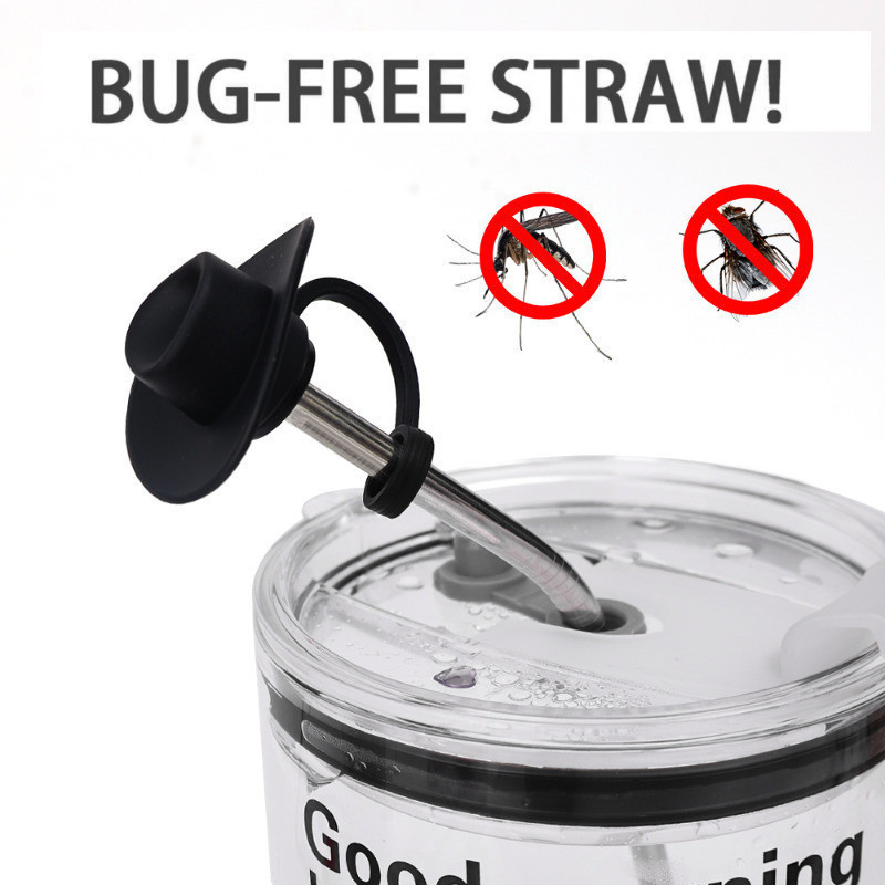 Nút chặn bụi ống hút hoạt hình dễ thương - Mũ ống hút mũ cao bồi bằng silicon - Chống bụi, chống côn trùng, sạch sẽ và vệ sinh - Vỏ bảo vệ đầu ống hút có thể giặt được - Phụ kiện trang trí cốc