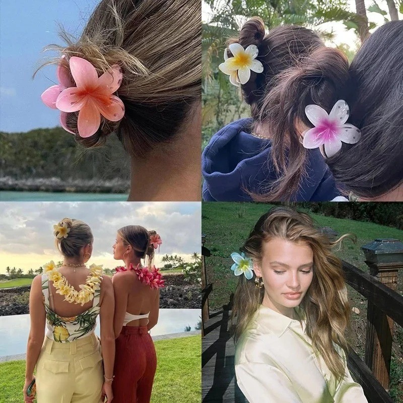 [Đặc sắc] Kẹp tóc Plumeria đơn giản - Phụ kiện tóc Dress Up - Kẹp tóc nữ ngọt ngào - Vuốt tóc hoa Gradient - Mũ nón cho bé gái - Kẹp tóc cá mập thời trang