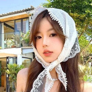 Khăn trùm đầu tam giác thêu ren kiểu Pháp - Phụ kiện khăn xếp hình du lịch - dành cho nữ Cô gái - Khăn trùm tóc ngọt ngào phong cách mục vụ - Băng đô khăn quàng cổ Bohemia - Khăn choàng cổ điển Ins