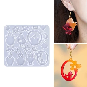 BTF Mèo Dễ Thương Thỏ Khuôn Silicon DIY Pha Lê Bông Tai Mặt Dây Chuyền Charm Khuôn UV Epoxy