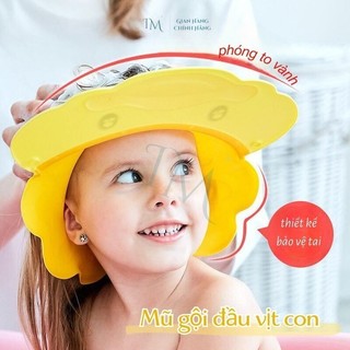 Mũ gội đầu vịt con cho bé Mũ chắn nước gội đầu có khóa cho bé  nón tắm gội đầu bé điều chỉnh kích thước Bunnies