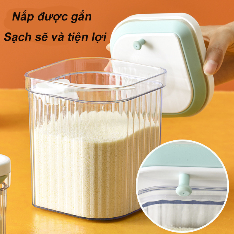【SKISOPGO】Hộp Sữa Bột Nhựa Vuông Dáng，Hộp đựng ngũ cốc trong suốt，Hộp Đựng Sữa Bột Chống Ẩm，Hộp đựng đai ốc hình chữ n
