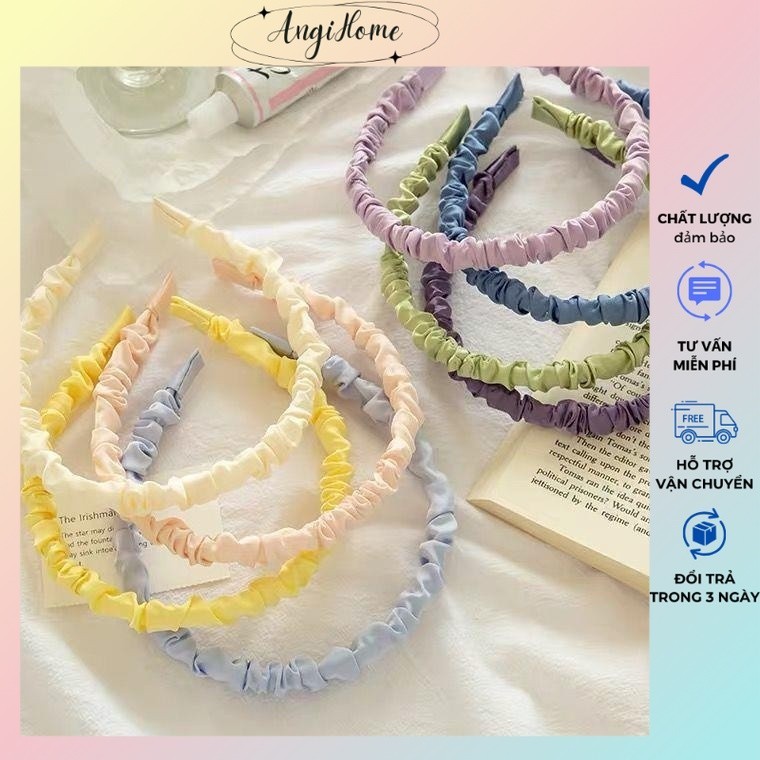 Băng đô cài tóc dễ thương bờm cute phụ kiện cho cô dâu lụa nhún satin  mặc áo dài nữ đẹp Hàn Quốc hottrend 2024 ANGIHOME