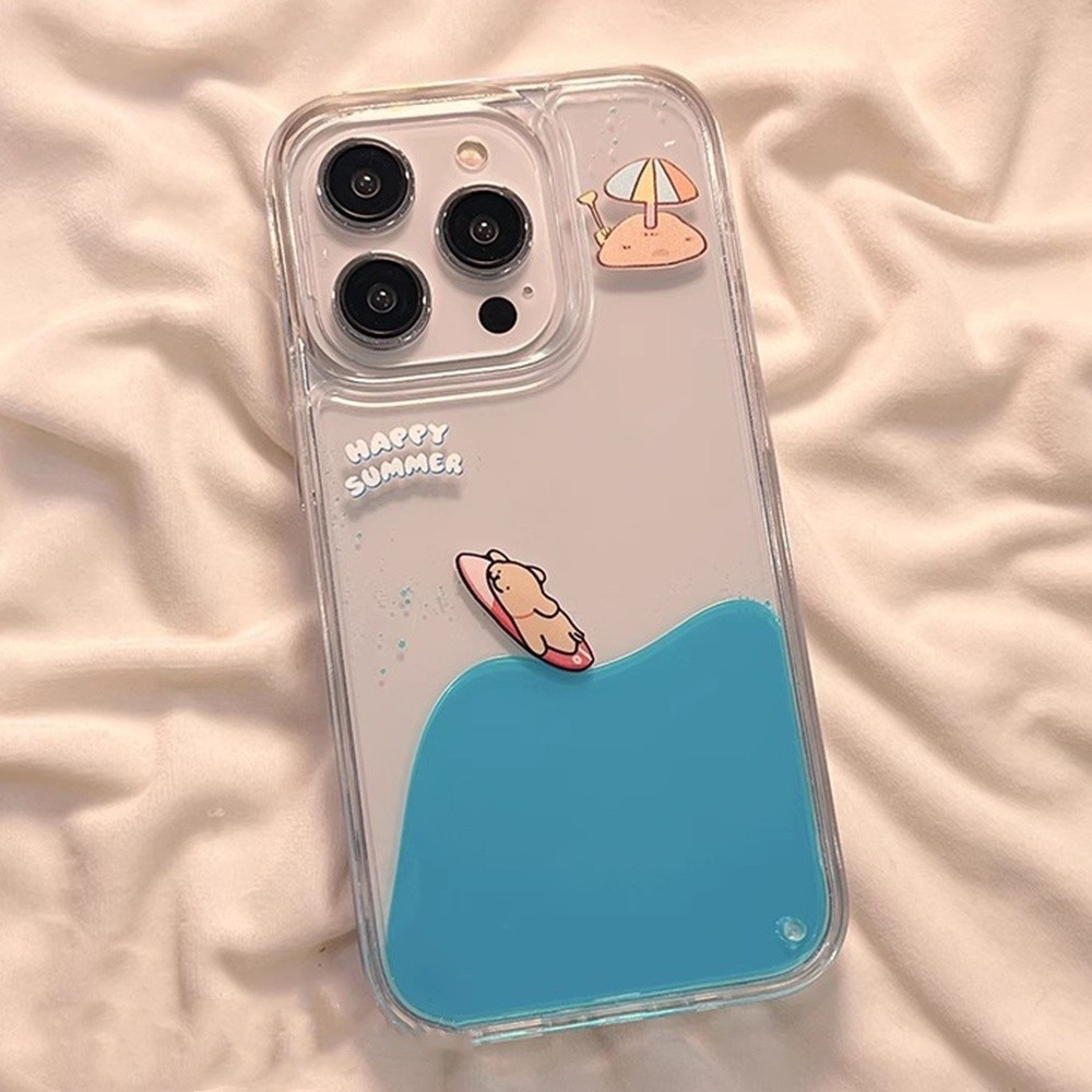 Ốp điện thoại cát lún lướt hình chú chó dễ thương cho iPhone 17 Pro Max 16 Plus 15 14 13 12 11 Bảo hiểm toàn diện Vỏ Acrylic bảo vệ chống sốc