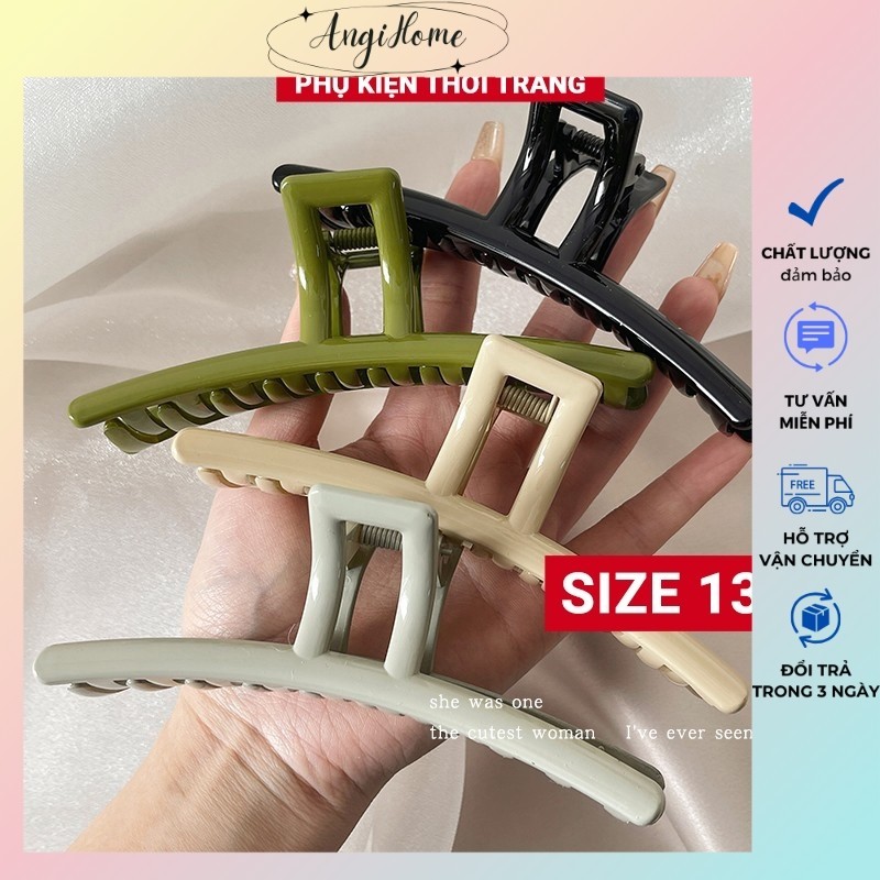 Kẹp tóc càng cua Hàn Quốc cỡ lớn SIZE 13cm nữ đẹp hottrend nhám cặp búi tóc dễ thương cào 10 răng, 14 răng ANGIHOME