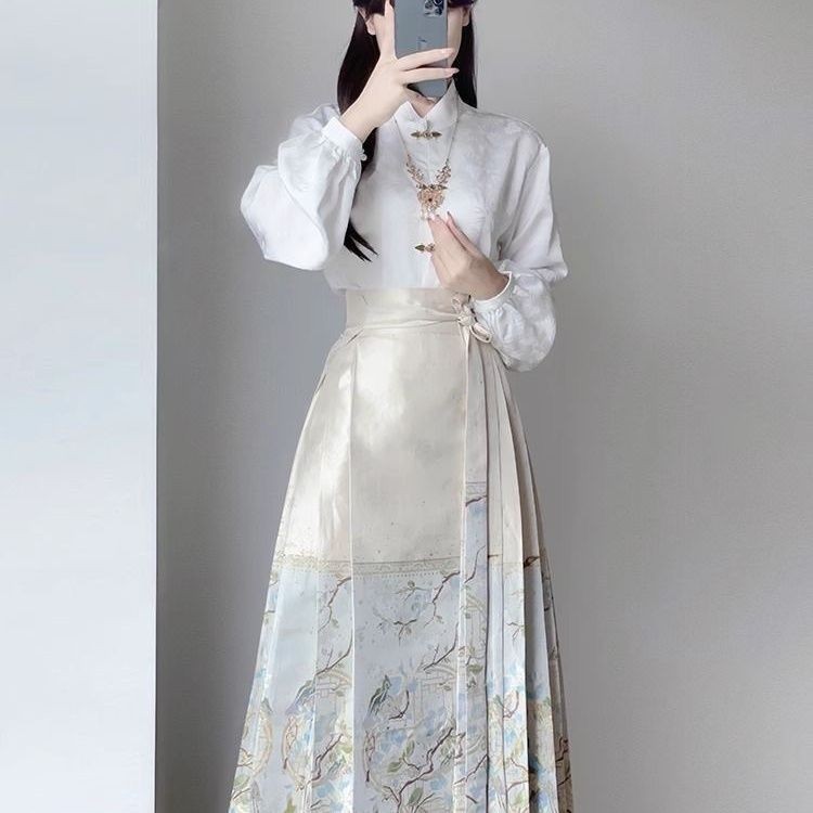 Váy mặt ngựa Hanfu phong cách quốc gia thu đông, thuận tiện hàng ngày