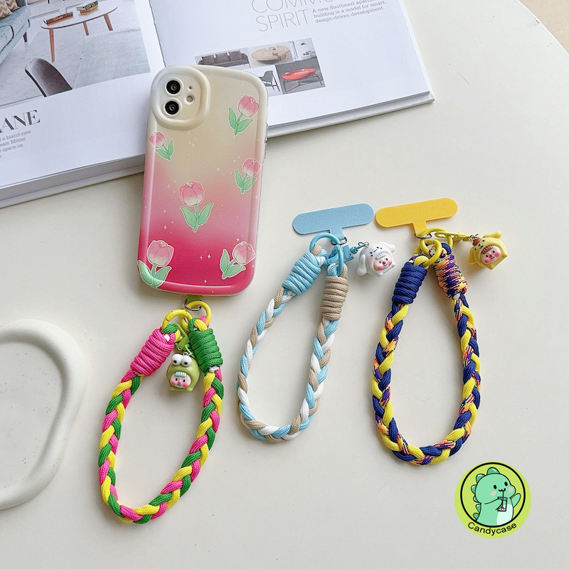 Dây treo điện thoại di động xoắn chống mất, mặt dây chuyền hoạt hình dễ thương, dây đeo cổ tay ngắn