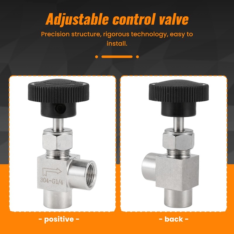 Van Kim Có Thể Điều Chỉnh Van Kim 1 / 4 Inch Góc Phải Nữ Chủ Đề SS304 Cho Dầu Khí Nước
