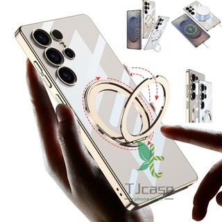 Vỏ bọc giá đỡ xoay bằng pha lê mạ từ tính Vỏ sạc không dây Samsung S25 Ultra Plus