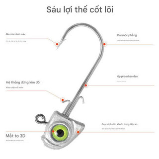 Lưỡi Jighead Đầu 3d Dạ Quang Mắt Cá Chuyên Câu Biển LC40