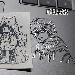 Anime Tai Nghe Bé Trai Kim Loại Miếng Dán Mèo Cô Gái Cao Cấp Máy Tính Notebook Điện Thoại Di Động Độc Đáo Hoạt Hình Trang Trí 2.19