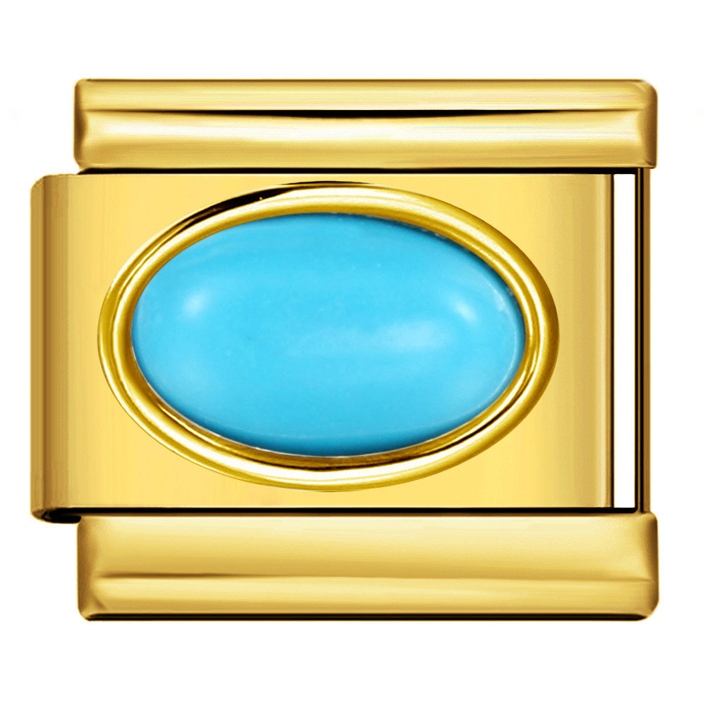 Nền Vàng Hình Bầu Dục Đá Ý Mô Đun Vòng Tay Birthstone Thép Không Gỉ DIY Thời Trang Đa Năng Vòng Tay Phụ Kiện