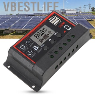 VBESTLIFE Bộ điều khiển sạc năng lượng mặt trời Phefop LCD Hiển thị màn hình lớn ChargedIncharge 12V / 24V Panel (10A)
