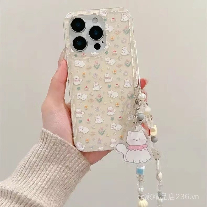Ốp lưng hình mèo hoa hướng dương hoạt hình tương thích với iPhone 14 15 Pro Max 16 mẫu mới 13 bảo vệ toàn diện 12 cho phụ nữ