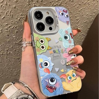 Ốp lưng iPhone cặp đôi chống sốc họa tiết quái vật nhỏ đầy màu sắc, dành cho iPhone 16/15/14/13/12/11 Pro Max/XR/XS Max