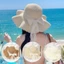 YRBWD Mũ Chống Nắng, Vành Rộng Mũ Rơm Đi Biển, Thời Trang Di Động Chống Tia UV Nơ Ruy Băng Mũ Rơm Du Lịch
