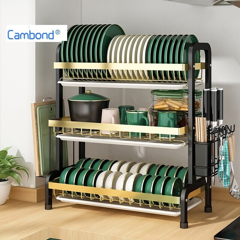 Cambond 2/3 Tầng Bát Đĩa Thoát Nước Đĩa Sấy Giá Để Bàn Đĩa Tổ Chức Kệ Bảo Quản Giá Bếp