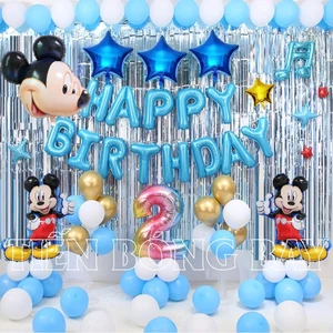 Bóng Bay Sinh Nhật Tuổi Chuột Mickey Mouse – Set Trang Trí Sinh Nhật Bé Có Rèm & Không Rèm | Tiến Bóng Bay