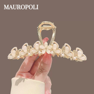 Mauropoli Kẹp Tóc Cá Mập Hoa Cao Cấp Đầu Lưng Nữ, Phong Cách Mới, Sẵn Sàng