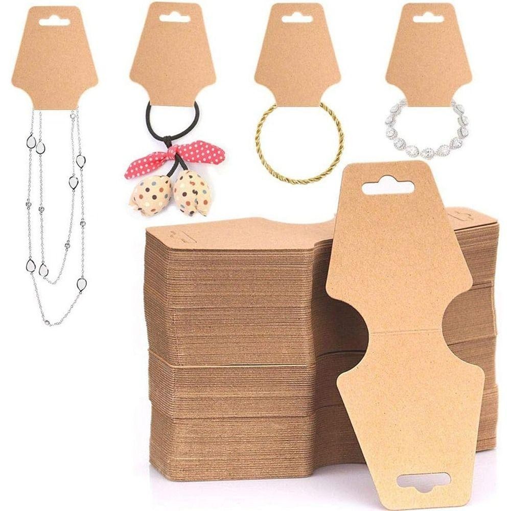 MARGREDY 50 CÁI Thẻ đóng gói trang sức, Gói DIY Giấy trưng bày bìa cứng, Dây đeo cổ tay nhiều màu thời trang Dây buộc tóc treo thẻ trống