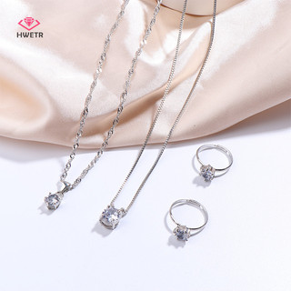Hwetr Nữ Nhẫn Vòng Cổ Bông Tai Kim Cương Giả Vòng Tay Nữ Thường Ngày Bộ Trang Sức Mới