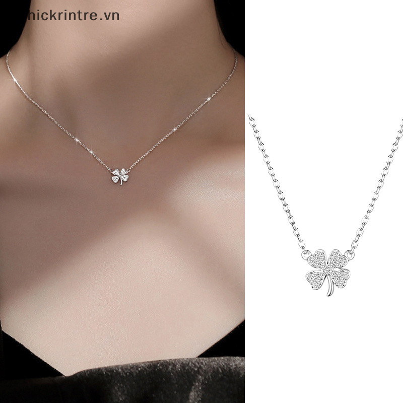 Thi Thời Trang Bốn Lá Cỏ Ba Lá Vòng Cổ May Mắn Lá Pha Lê Zircon Mặt Dây Chuyền Xương Đòn Dây Chuyền Nữ Nhẹ Trang Sức Dự Tiệc Quà Tặng VN