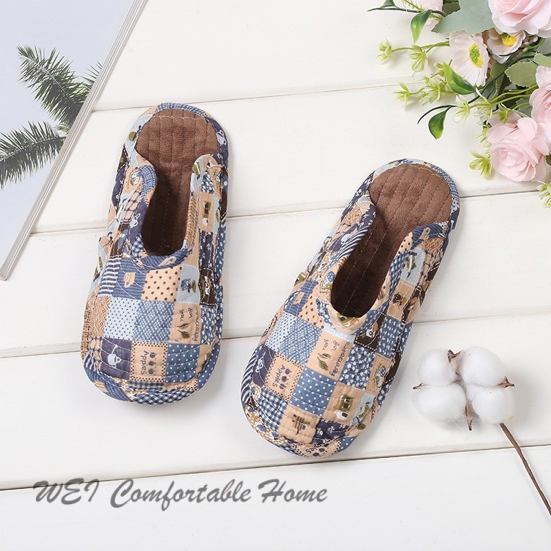 Dép Cotton hoa Hàn Quốc Nhật Bản Baotou Dép đế mềm chống trượt Dép nhà Coup