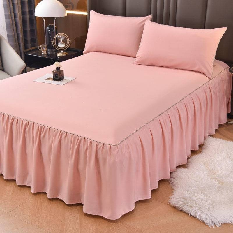 Ga trải giường  Váy trải giường màu trơn chống trượt Bộ 3 món 1,2M, 1,5m, 1,8mx200
