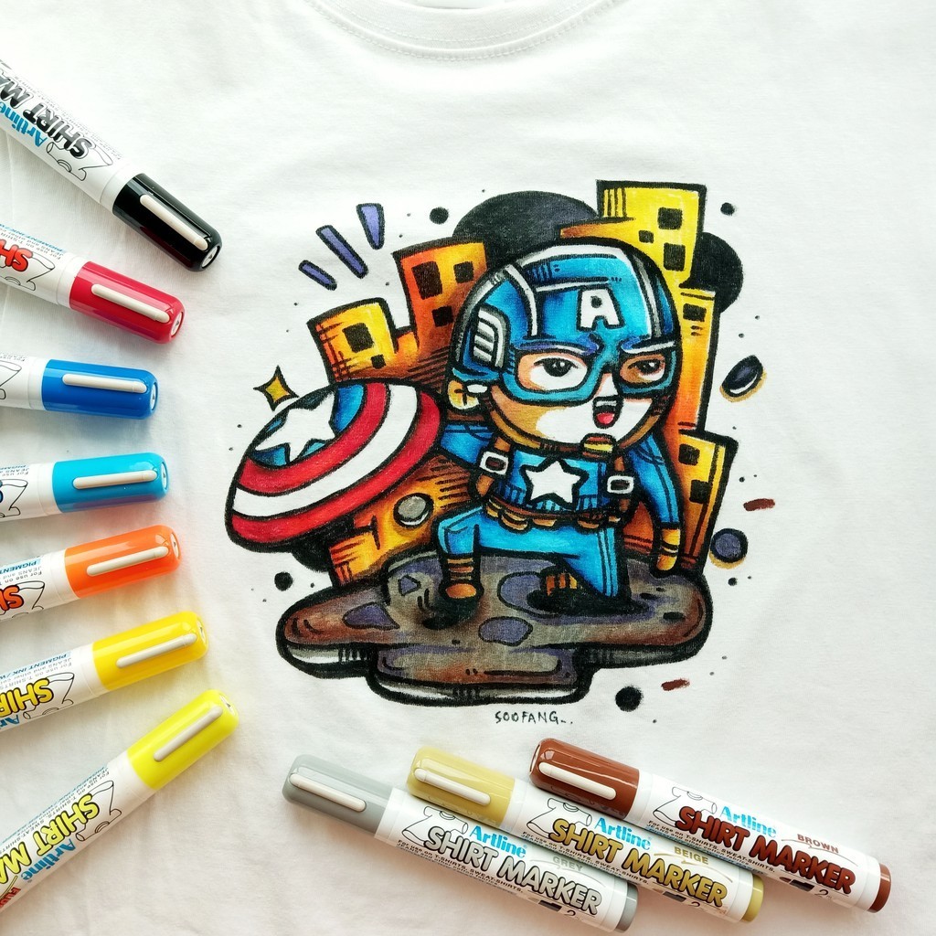 Artline Vải Áo Thun 2MM Đầu Tròn Bút Đánh Dấu DIY Quần Áo Quần Màu Graffiti Bút Chống Thấm Nước Và Không Phai Màu EKT-2