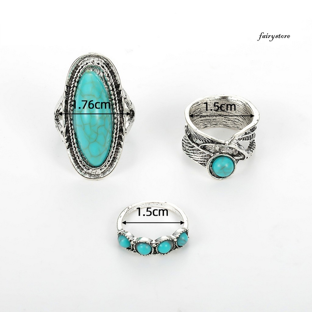 [Fys] 3 Cái / bộ Bộ Nhẫn Nữ Phong Cách Bohemia Không Đều Giả Ngọc Trai Trang Trí Dây Đeo Tay Rộng Món Quà Trang Sức
