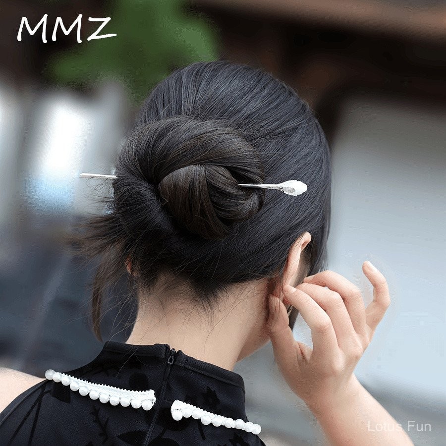 Kẹp tóc hoa mộc lan bạc handmade nguyên bản, phụ kiện tóc cổ điển đơn giản cho quý ông