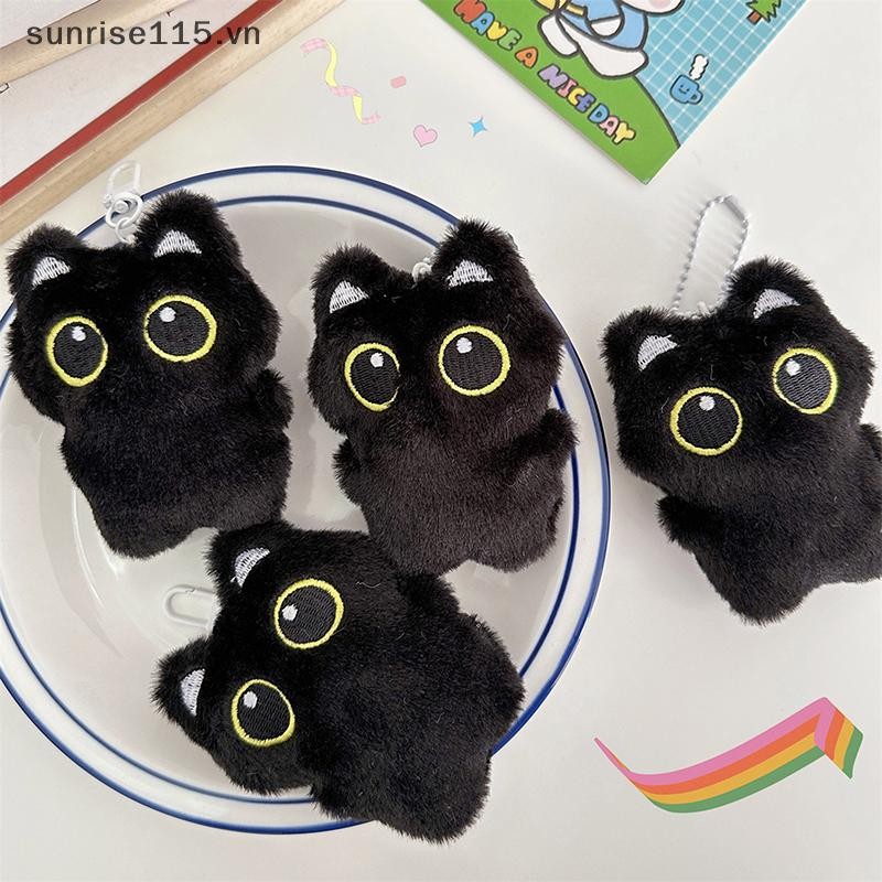 Srvn 1PC 12cm Dễ Thương Màu Đen Sang Trọng Móc Khóa Hoạt Hình Mèo Con Mềm Nhồi Bông Búp Bê Mặt Dây Chuyền Chìa Khóa Ô Tô Vòng Ba Lô Túi Trang Trí Quà Tặng Trẻ Em.