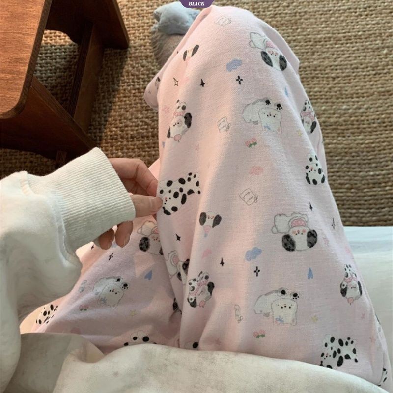 Mùa Thu Đông Ngọt Ngào Và Dễ Thương Hoạt Hình Puppy In Pyjama Quần Giải Trí Mới Đơn Giản Rời Nhà Quần [BL]